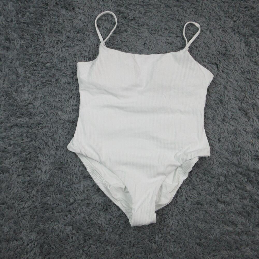 Andie One Piece Womens Medium White Jetties Spaghetti Strap Lined Padded NWT